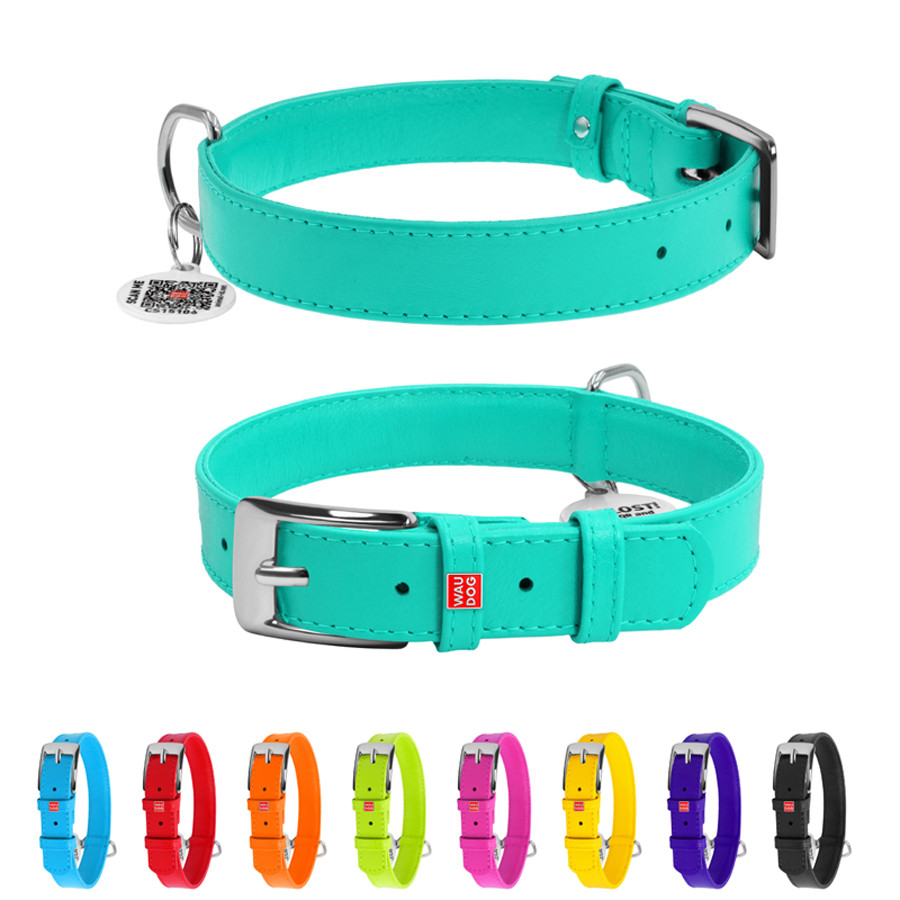 Нашийник для собак шкіряний WAUDOG Glamour з QR паспортом, без прикрас, L, Ш 25 мм, Дов 38-49 с Коломыя - изображение 1