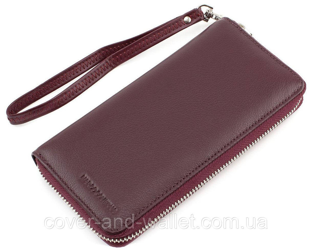 Коричневий гаманець на блискавці із натуральної шкіри Marco Coverna MC-7002-8 Київ - фото 1