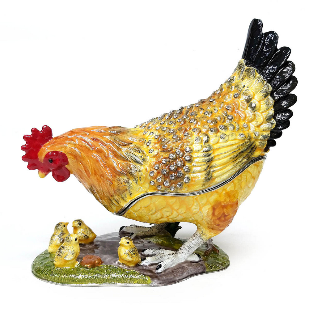 Скринька сувенірна зі стразами Курочка з курчатами Київ - фото 1