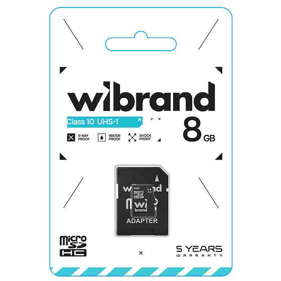 Карта пам'яті microSDHC (UHS-1) Wibrand 8Gb class 10 (adapter SD) Київ