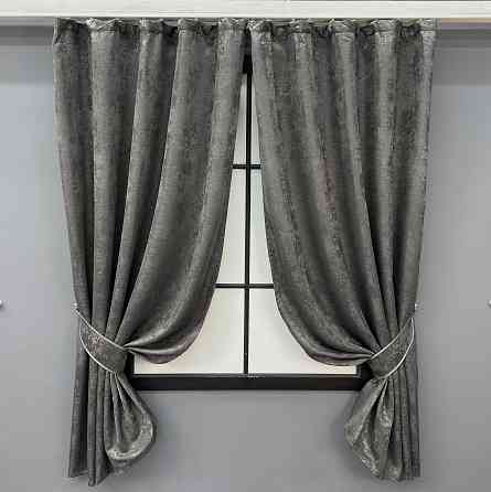 Комплект коротких штор VR-Textil Жаккард Sultan XO № 1558ш Темно-серый 130х170 см 2 шт (35-0350) Киев