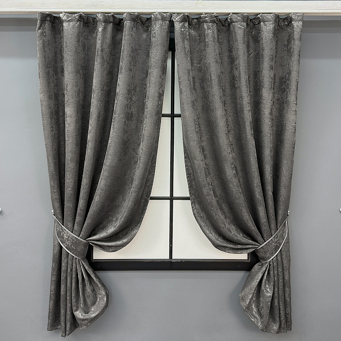 Комплект коротких штор VR-Textil Жаккард Sultan XO № 1558ш Темно-серый 130х170 см 2 шт (35-0350) Киев - изображение 1