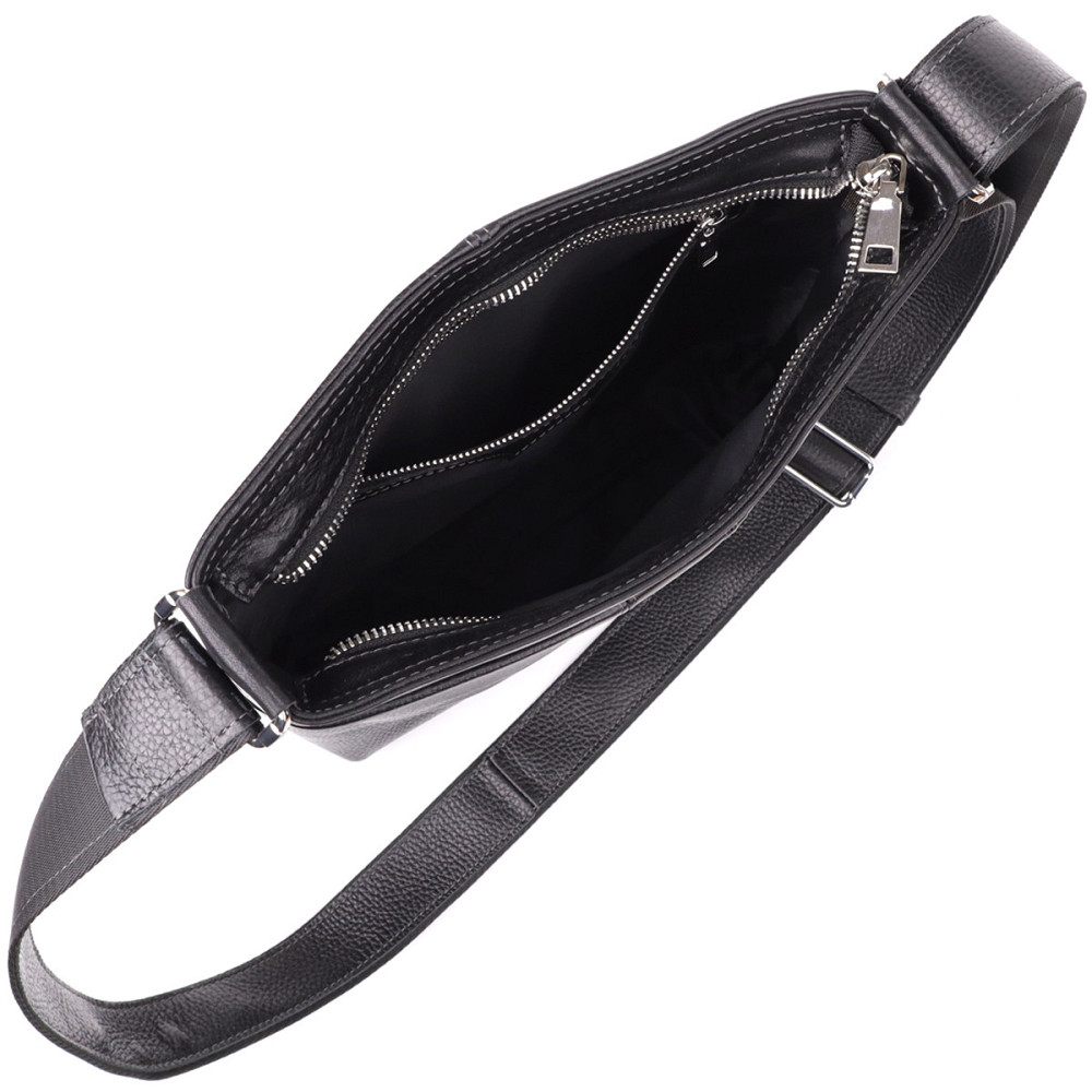 Красивая сумка через плечо для мужчин из натуральной кожи GRANDE PELLE 22883 Черная Киев - изображение 4