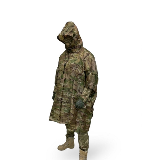 Пончо дощовик мультикам на Мембрані водонепроникний проклеєний тактичний камуфляжний накидка водозахисна Одеса - фото 2