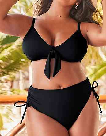 Купальник женский батал раздельный классический черный 3XL Киев