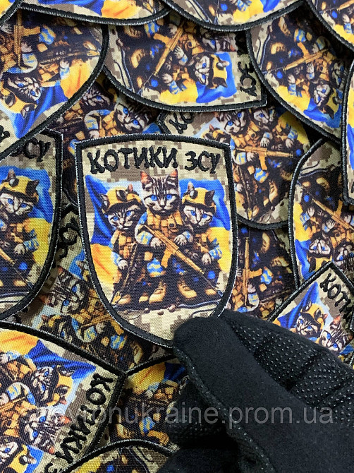 Печатный шеврон КОТИКИ ВСУ (Форма щит. На липучке) Размер 9x7см Киев - изображение 5