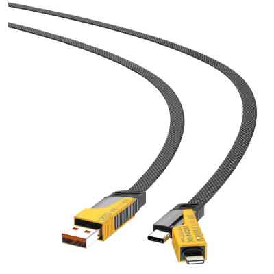 Дата кабель USB 2.0 AM to USB-C + USB 2.0 AM to Lightning 1.0m 60W black XO (NB283_4-in-1_Black) Винница