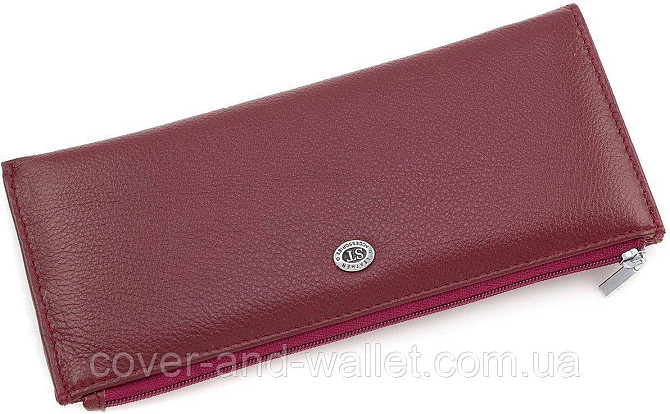 Бордовый тонкий женский кошелек на молнии ST 025 date red Киев - изображение 5