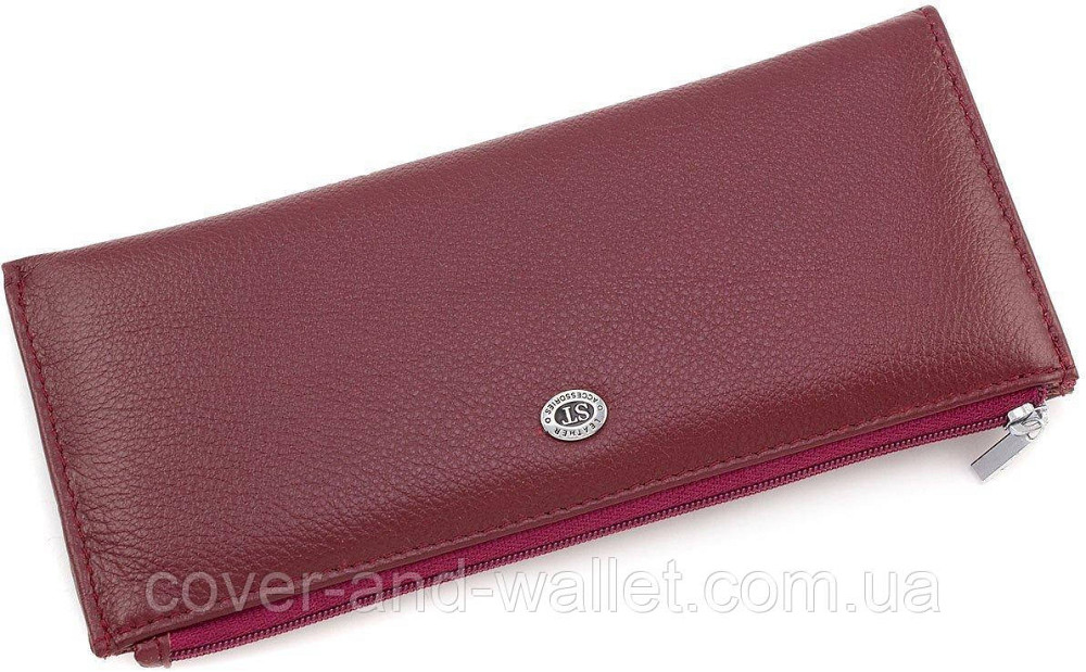 Бордовий тонкий жіночий гаманець на блискавці ST025 date red Київ - фото 5