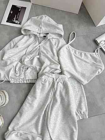 Жіночий повсякденний костюм-трійка: кофта топ і штани двонитка Меланж, 42/44 Одеса