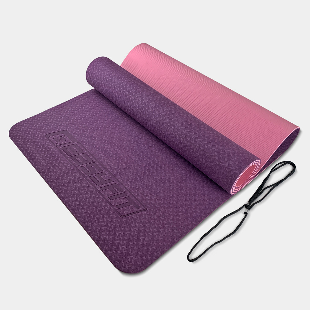 Килимок для йоги та фітнесу EasyFit TPE+TC 6мм двошаровий фіолетовий-рожевий Коломыя - изображение 1