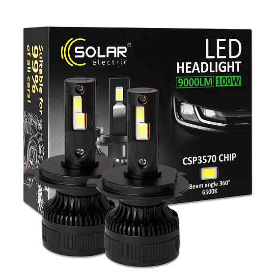 Автолампа Solar LED H4 12/24V 100W 9000Lm 6500K CSP3570 2шт Львів