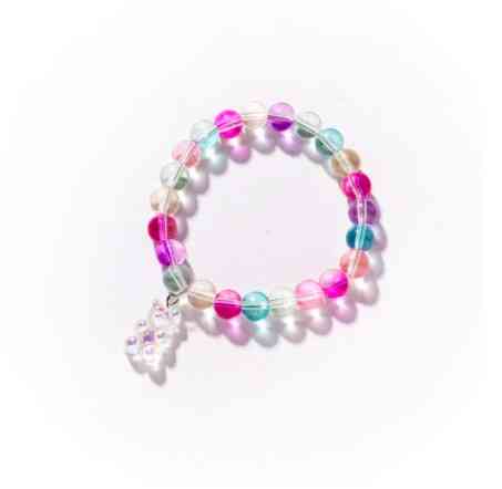 Браслет с желейными мишками и бусами, цвет мишки прозрачный, размер универсальный на резинке, мишка 1,6см Киев