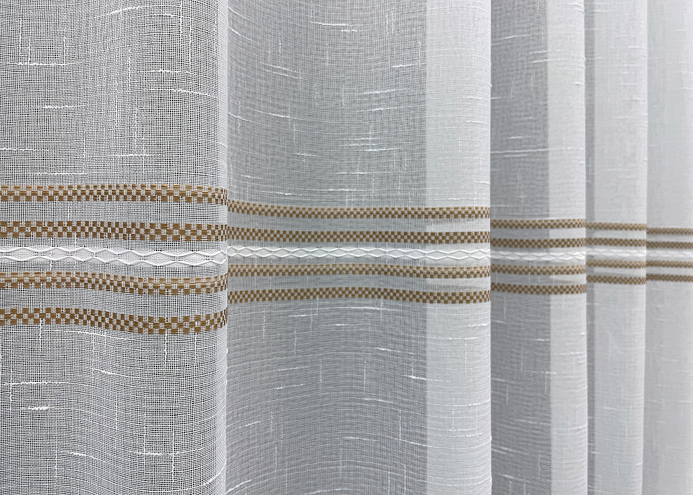 Тюль VR-Textil 1429т Кружево Лен Белый с коричневым 300х270 см (42-0256) Киев - изображение 5