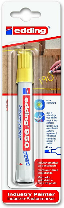 Маркер перманентний edding special marker 950 жовтий 10 мм круглий наконечник Київ - фото 1