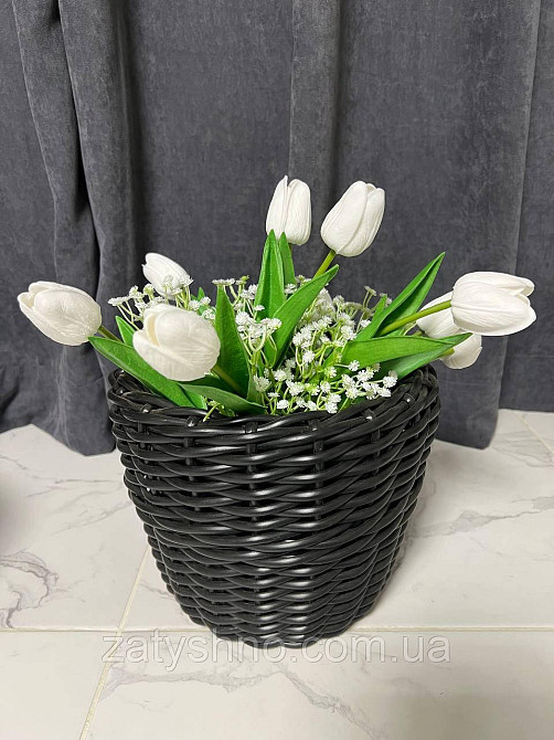 Чорний ротанговий кошик плетений Київ - фото 6