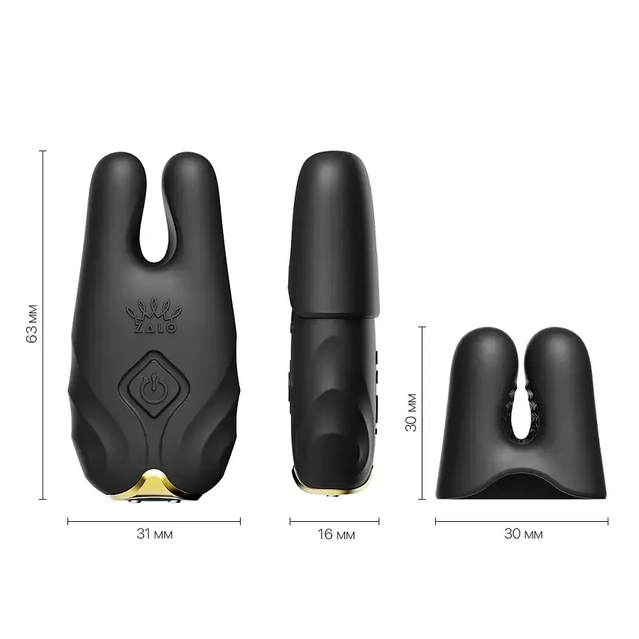 Смарт-вібратор для грудей Zalo - Nave Obsidian Black, пульт ДК, робота через додаток Львів - фото 3