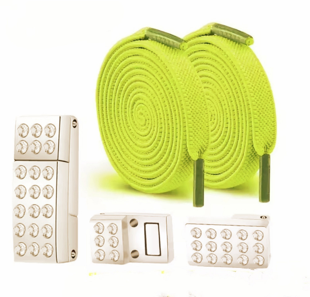 Шнурки эластичные без завязок с магнитной застежкой со стразами Лимонный Смела - изображение 1