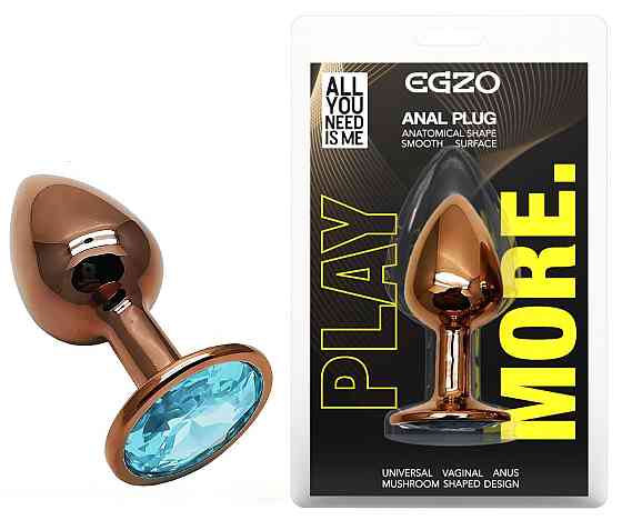 Анальна пробка з кристалом EGZO - Dark Gold Round Plug Aqua, size S Sex Aura Київ
