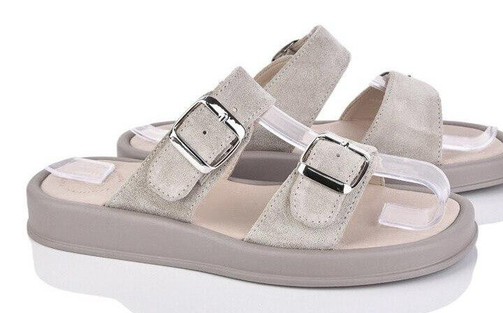 Mermaid Зручні жіночі шльопанці з натуральної замші бежеві на низькому ходу Mermaid 27 р. 36-40 Коломия - фото 1