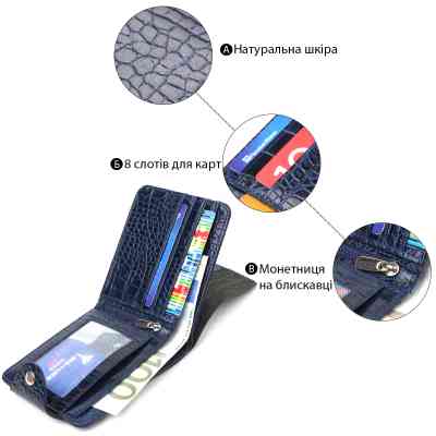 Портмоне Canpellini З натуральної шкіри Синє (21577) Вінниця