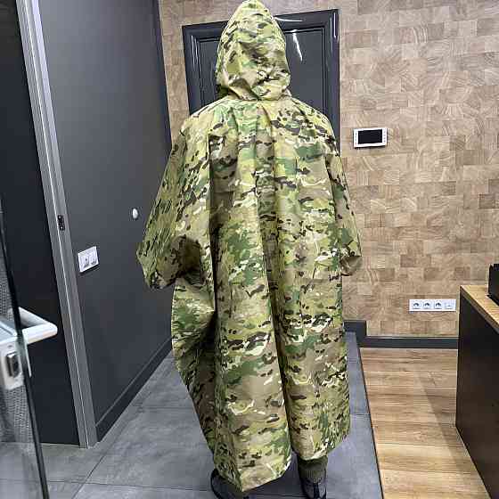 Маскировочный плащ-пончо, Мультикам, водоотталкивающий плащ для военных, военный дождевик-пончо Solmir Киев