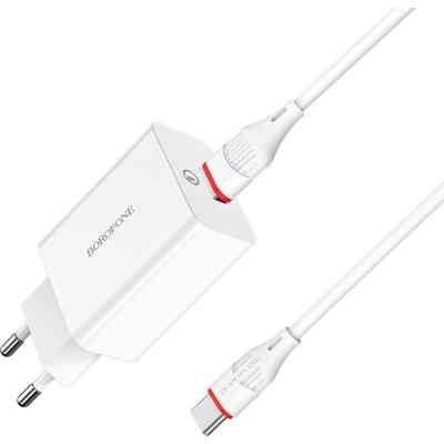 Зарядний пристрій BOROFONE BA21A Long Journey USB QC3.0 + cable USB to USB-C 18W White (6931474702487) Вінниця