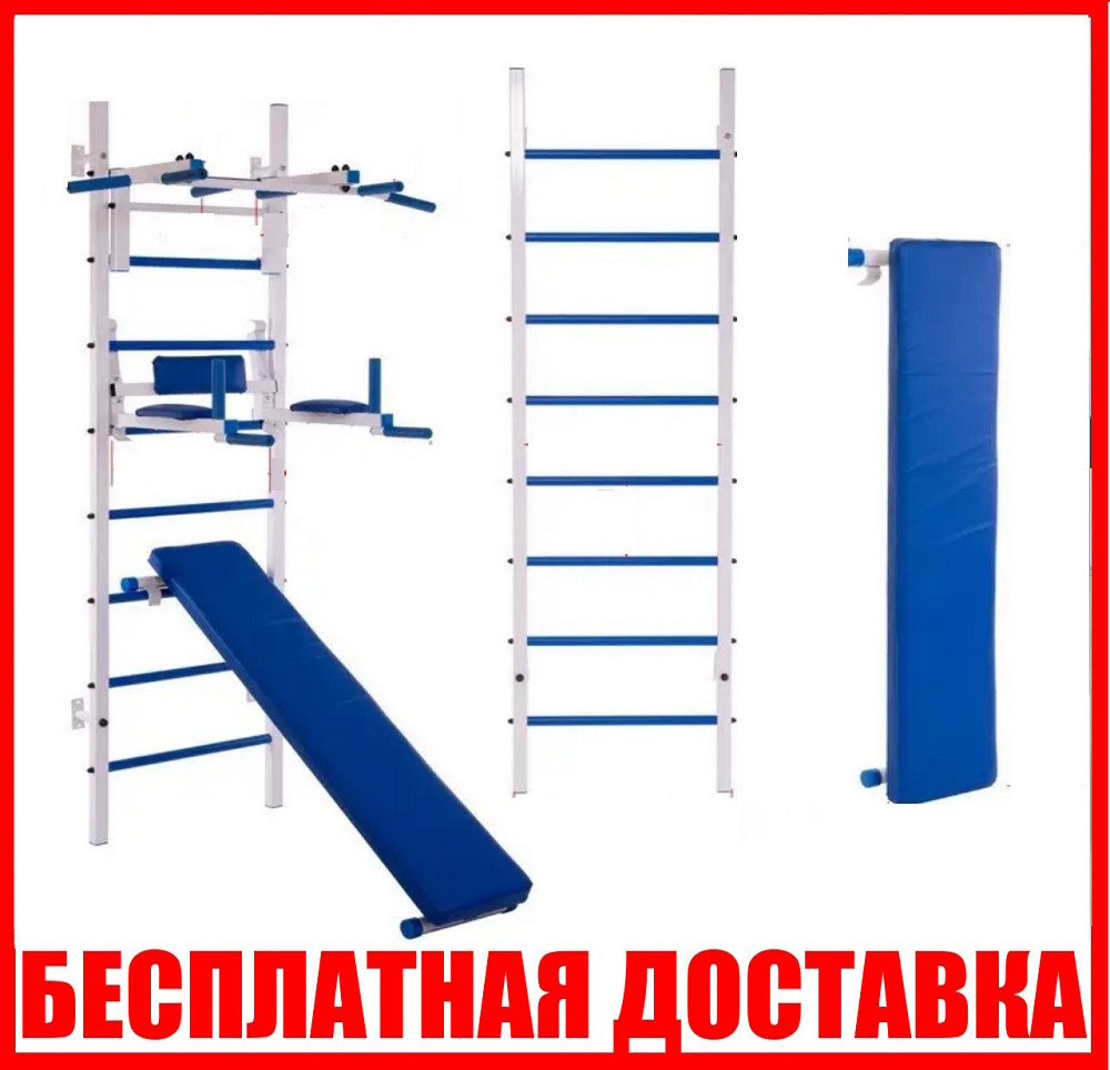 Шведська стінка з дошкою турником бруси профілактор тренажер лікування спини для дітей та дорослих ЛФК Кам'янське - фото 1