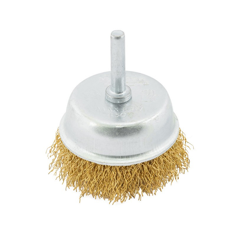 MASTERTOOL Щітка торцева MASTERTOOL з латунованого рифленого дроту Ø 65 мм зі стрижнем ¼" 19-74 Коломия - фото 1