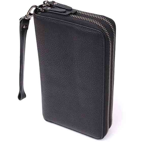 Цікавий чоловічий клатч із натуральної шкіри Vintage 23063 Чорний Київ