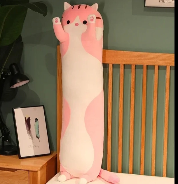 Подушка антистрес мягкая Кот батон 50 см розовой Киев - изображение 1