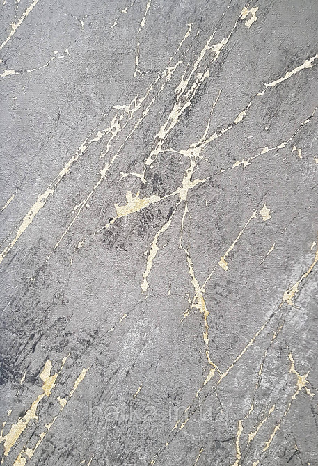 Обои виниловые на флизелине AS creation Attico 1.06х10 под камень мрамор структурные черные серые золотистые Киев - изображение 2