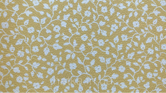 Шпалери вінілові на флізеліні Petite Fleur 4 Rasch Texti 289151 на жовтому тлі дрібні білі квіти гілочки Київ