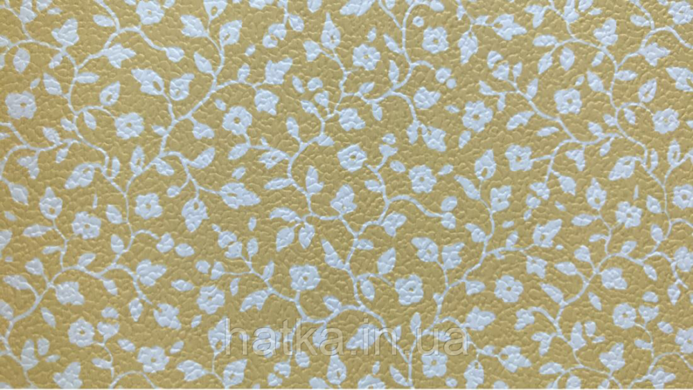 Шпалери вінілові на флізеліні Petite Fleur 4 Rasch Texti 289151 на жовтому тлі дрібні білі квіти гілочки Київ - фото 1