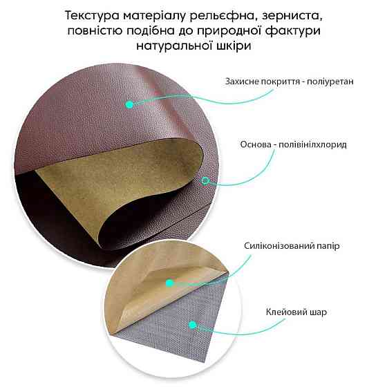 Самоклеющая экокожа в рулоне 1.37х3м х 0.5мм Коричневый SW-00001198 Днепр