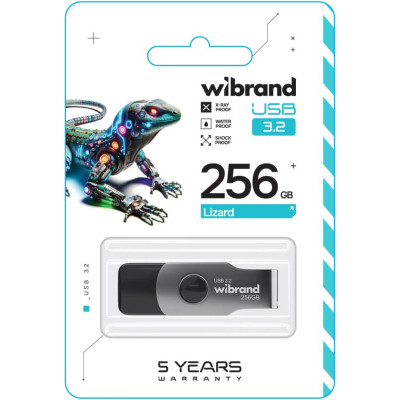USB флеш накопитель Wibrand 256GB Lizard Black USB 3.2 (WI3.2/LI256P9B) Винница - изображение 3