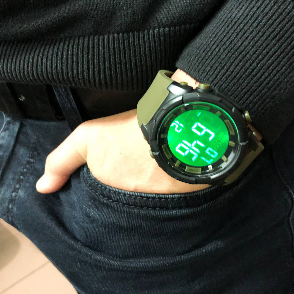 Мужские армейские водостойкие тактические часы SKMEI 1845AG ARMY GREEN, AJ-364 Водонепроницаемое часы Киев - изображение 7