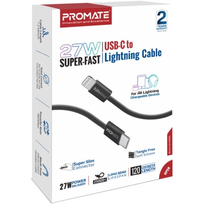 Дата кабель USB-C to Lightning ecoline-ci120.black Promate (ecoline-ci120.black) Вінниця - фото 2