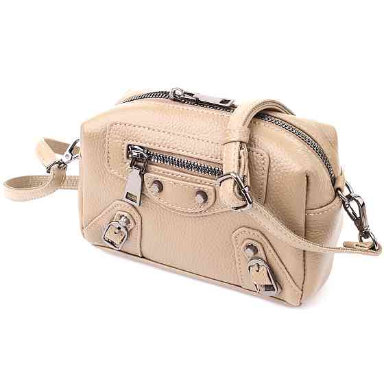 Компактная сумка для женщин из натуральной кожи Vintage 22924 Бежевый Киев