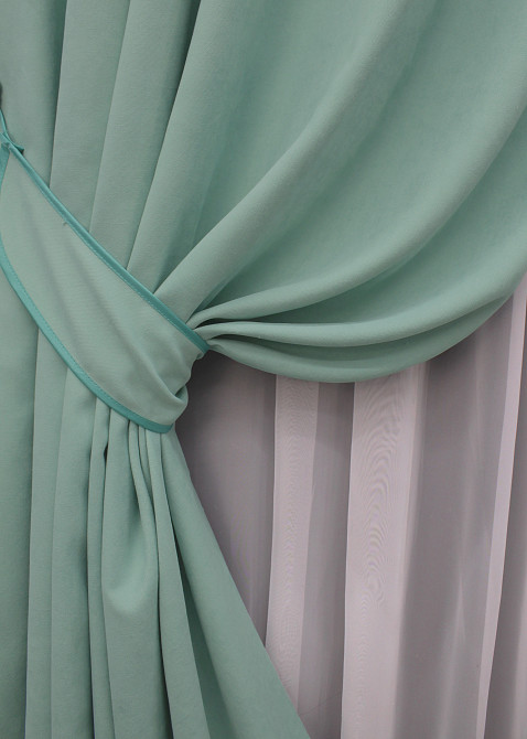 Комплект готовых штор VR-Textil Микровелюр Petek № 1508ш Мятный 150х290 см 2 шт (33-0383) Киев - изображение 5