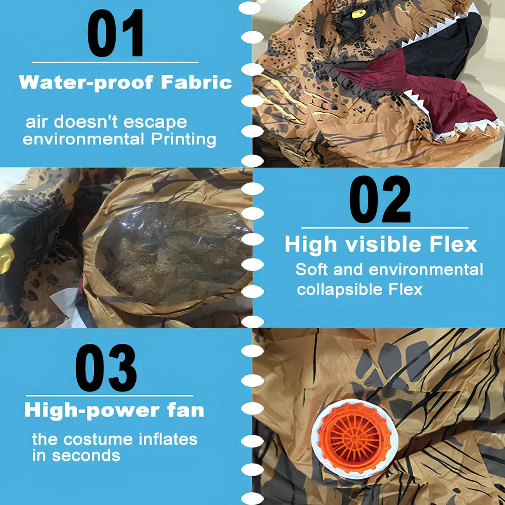 Надувной костюм зеленого динозавра RESTEQ — взрослый костюм Неси меня динозавр для хэллоуина и косплея Киев - изображение 5