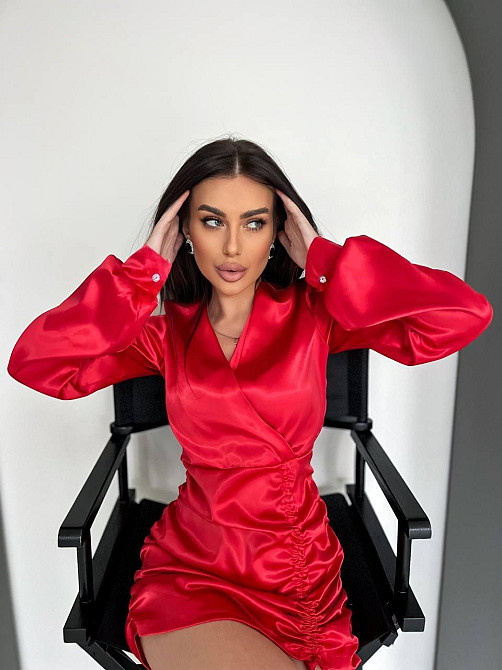 Жіноча романтична мініплаття костюмний атлас Червоний, 44/46 Одеса - фото 4