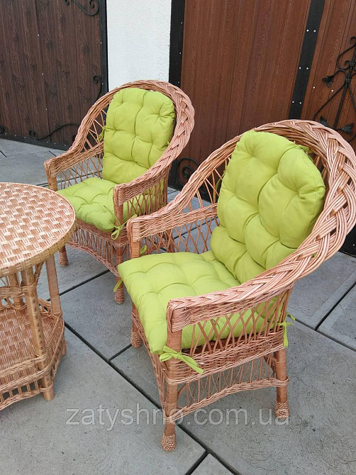 Плетеное кресло с фисташковой накидкой Киев - изображение 6