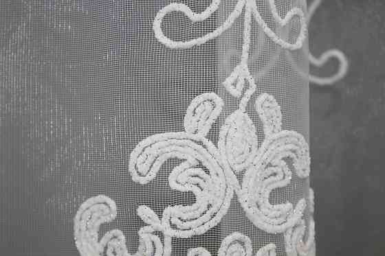 Тюль фатин с вышивкой, цвет белый 1413т Киев