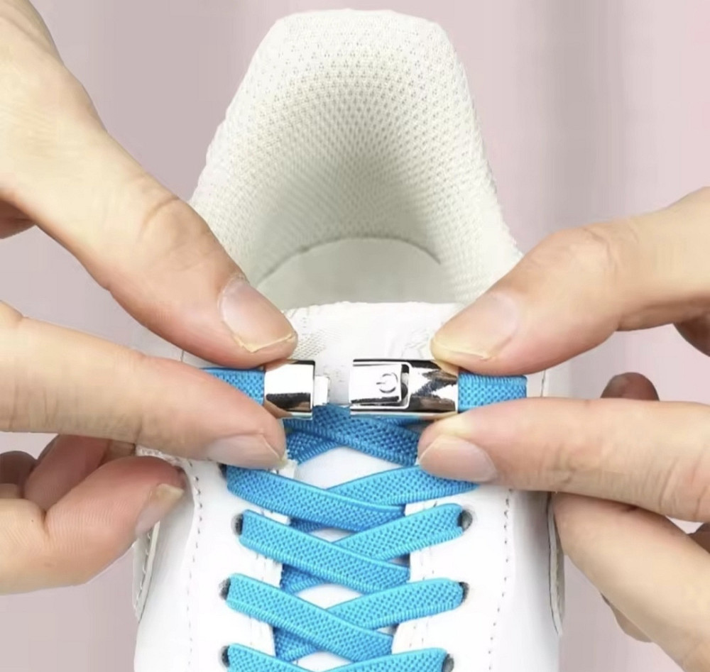 Еластичні шнурки без зав'язок з металевими застібками Блакитний Сміла - фото 7