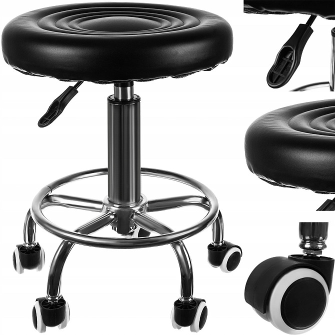 Парикмахерский Стул - табурет поворотный до 150 кг Beautylushh (SF23505) Black Нововолынск - изображение 1