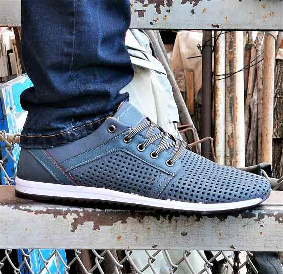 Чоловічі мокасини Літні Сині Кросівки Сіточка Сірі (розміри: 40,41) Відео Огляд - 01-3 Дніпро