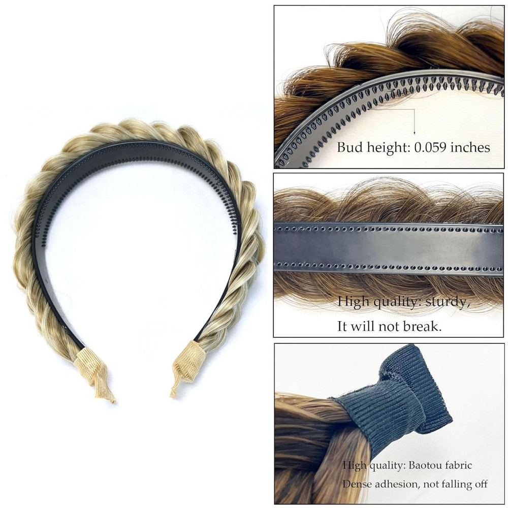 Обруч для волосся Braided Headband WithTooth Широкий плетений глибокий золото В'язана пов'язка на голову Київ - фото 4