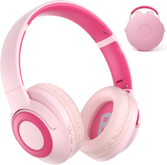 Бездротові навушники TONOSHARK Kids HB03N, Bluetooth 5.3, 60 годин, ANC, 32 Ом, 3,5 мм, чохол, рожеві Київ