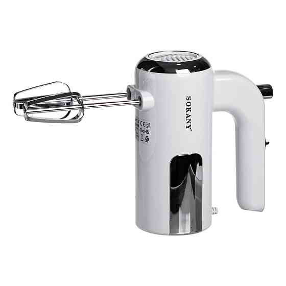 Sokany Міксер ручний 2 насадки вінчики та гаки для тіста білий Sokany SK-02025 Киев